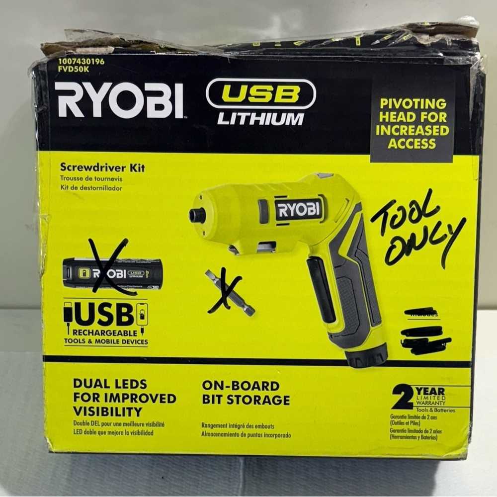 RYOBI USB Lithium Screwdriver Kit - Yellow